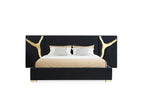 Modrest Aspen Modern Black & Gold Bed With Nightstands Model VGVCBD1801-BLK-BED-2NS-SET