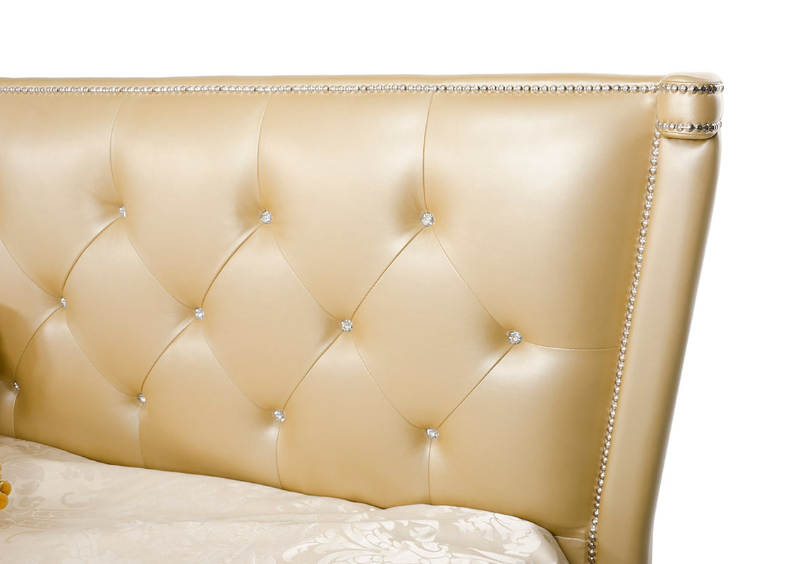 Lit California King Monica en cuir champagne moderne, modèle VGUNAW227-180-CK