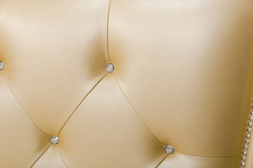 Lit California King Monica en cuir champagne moderne, modèle VGUNAW227-180-CK