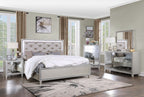 ACME Sliverfluff Synthetic Leather & Champagne Eastern King Bed with LED Model BD00238EK