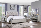 ACME Sliverfluff Synthetic Leather & Champagne Eastern King Bed with LED Model BD00238EK