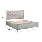 ACME Sliverfluff Synthetic Leather & Champagne Eastern King Bed with Storage & LED Model BD00241EK