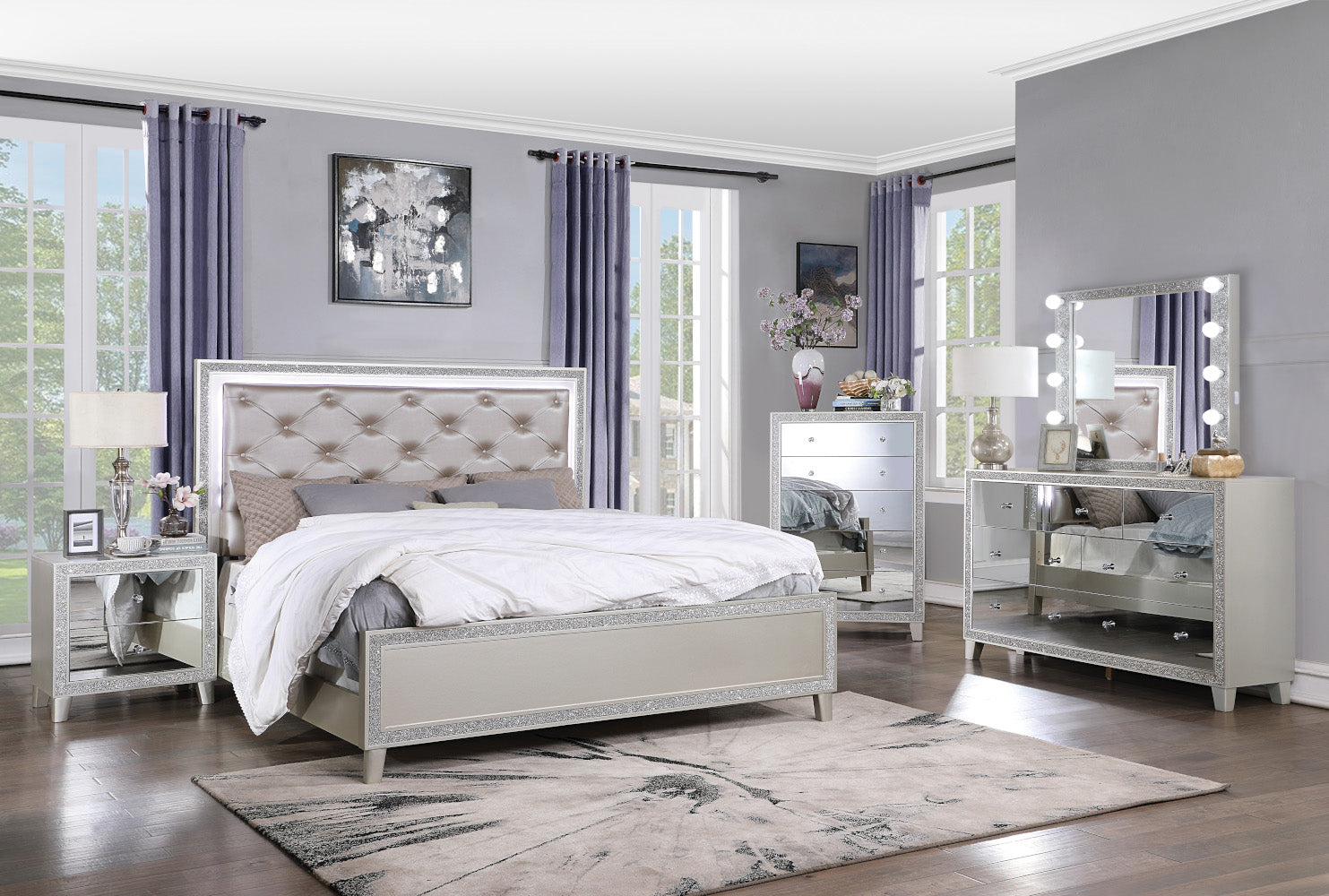 ACME Sliverfluff Mirrored & Champagne Mirror with Light Model BD00245