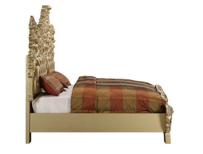 ACME Seville Synthetic Leather & Gold Eastern King Bed Model BD00451EK