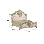 ACME Vatican Synthetic Leather Light Gold & Champagne Silver Eastern King Bed Model BD00461EK