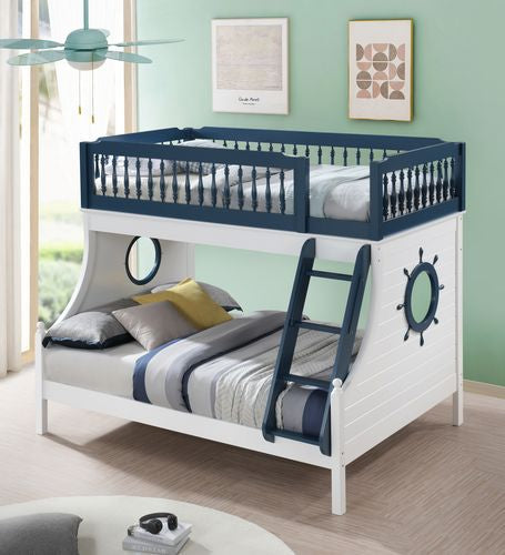 ACME Farah Navy Blue & White Bunk Bed  (Twin | Full)  Model BD00493