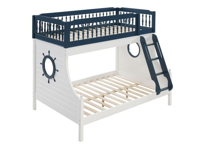 ACME Farah Navy Blue & White Bunk Bed  (Twin | Full)  Model BD00493