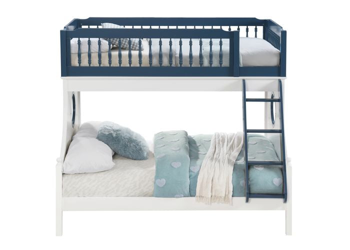 ACME Farah Navy Blue & White Bunk Bed  (Twin | Full)  Model BD00493