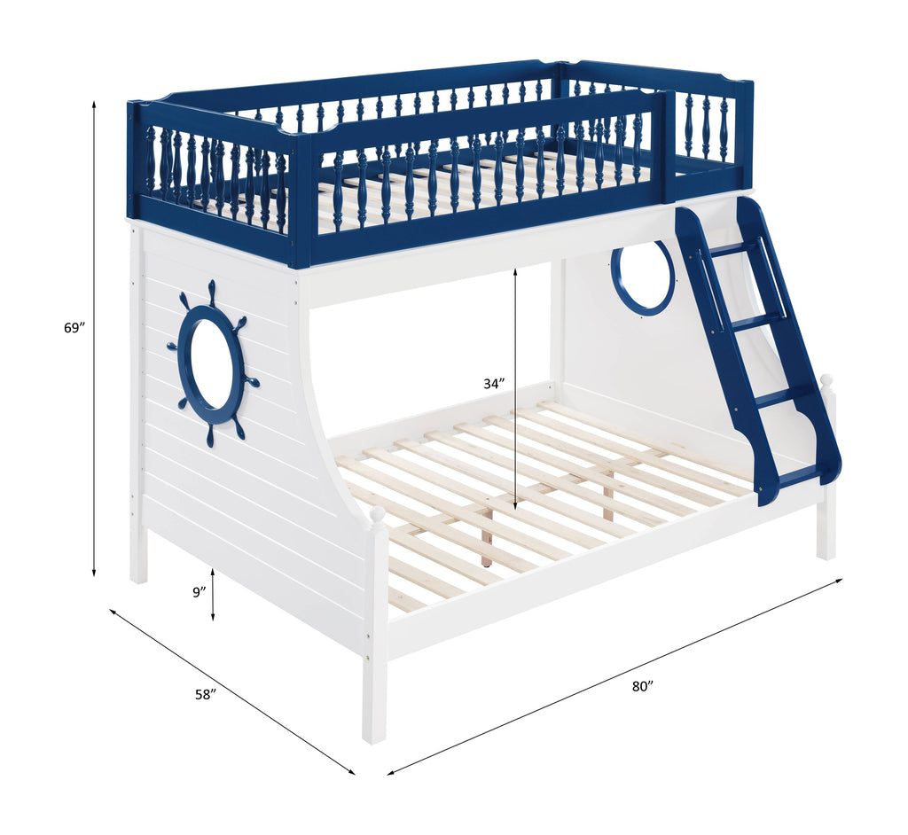 ACME Farah Navy Blue & White Bunk Bed  (Twin | Full)  Model BD00493
