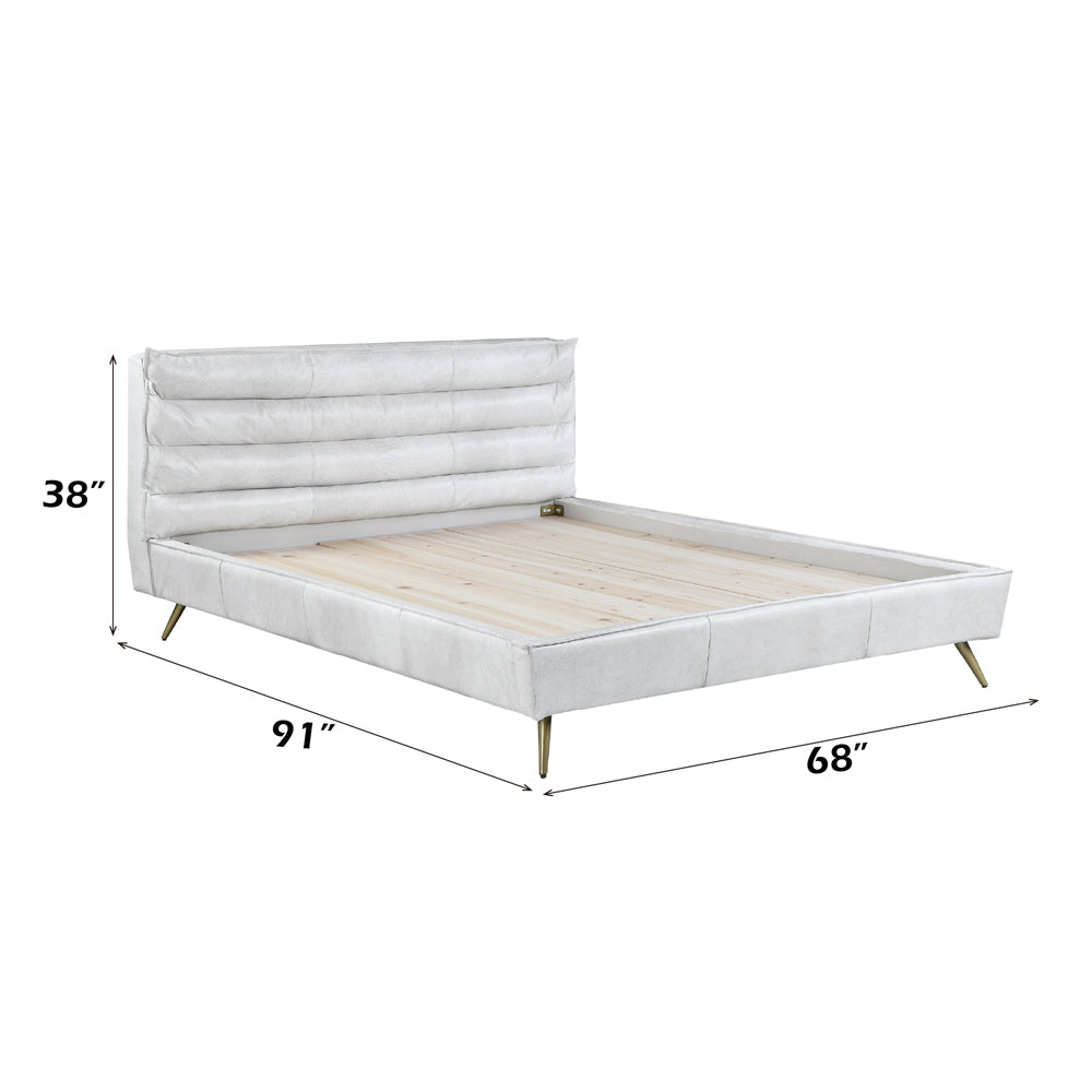 ACME Doris Vintage White Top Grain Leather Queen Bed Model BD00565Q