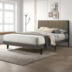 ACME Valdemar Brown Fabric & Weathered Gray Queen Bed Model BD00571Q
