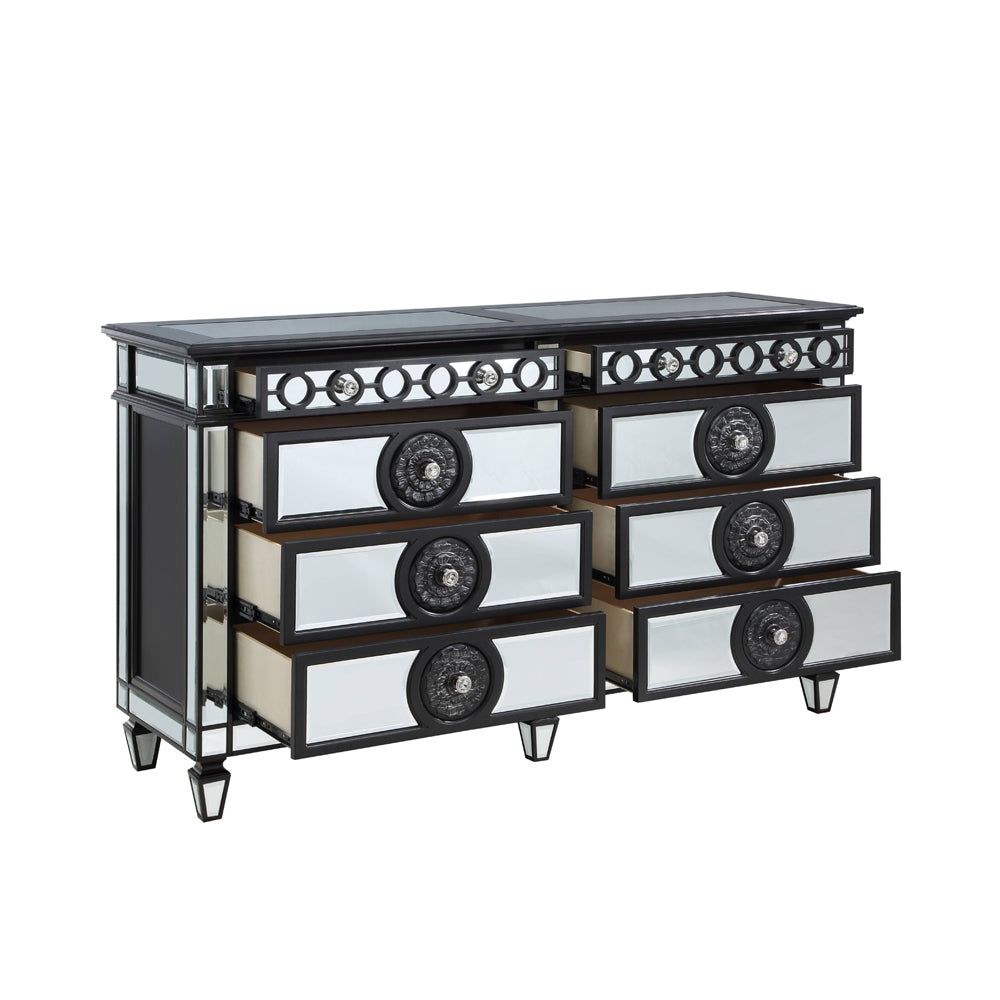 ACME Varian II Mirrored Black & Silver Dresser Model BD00587