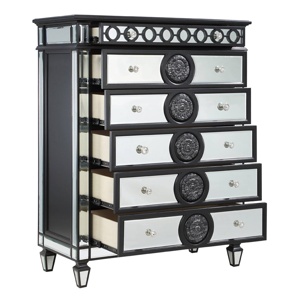ACME Varian II Mirrored Black & Silver Chest Model BD00588