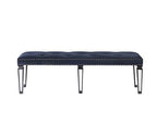 ACME Varian II Mirrored Dark Navy Velvet & Black & Silver Bench Model BD00589