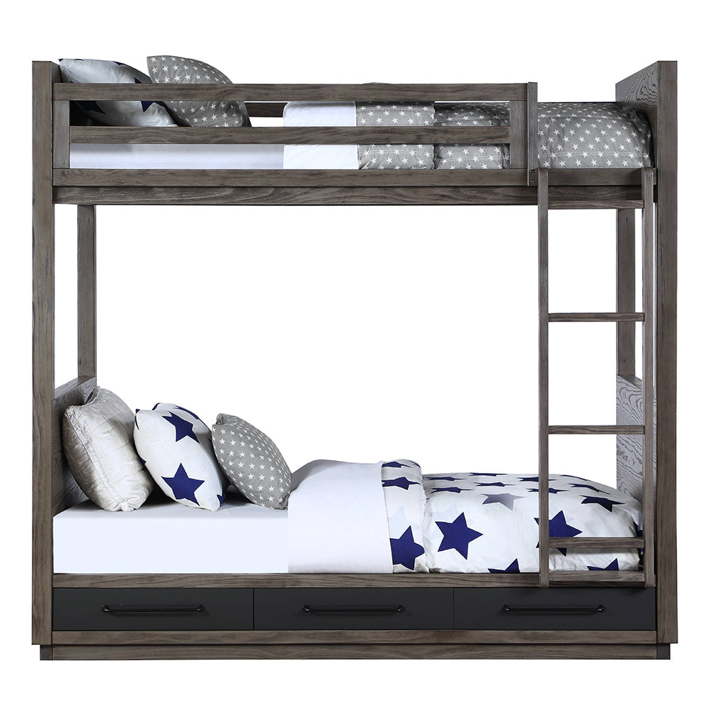 ACME Estevon Gray Oak Bunk Bed (Twin | Twin) with Storage Model BD00613