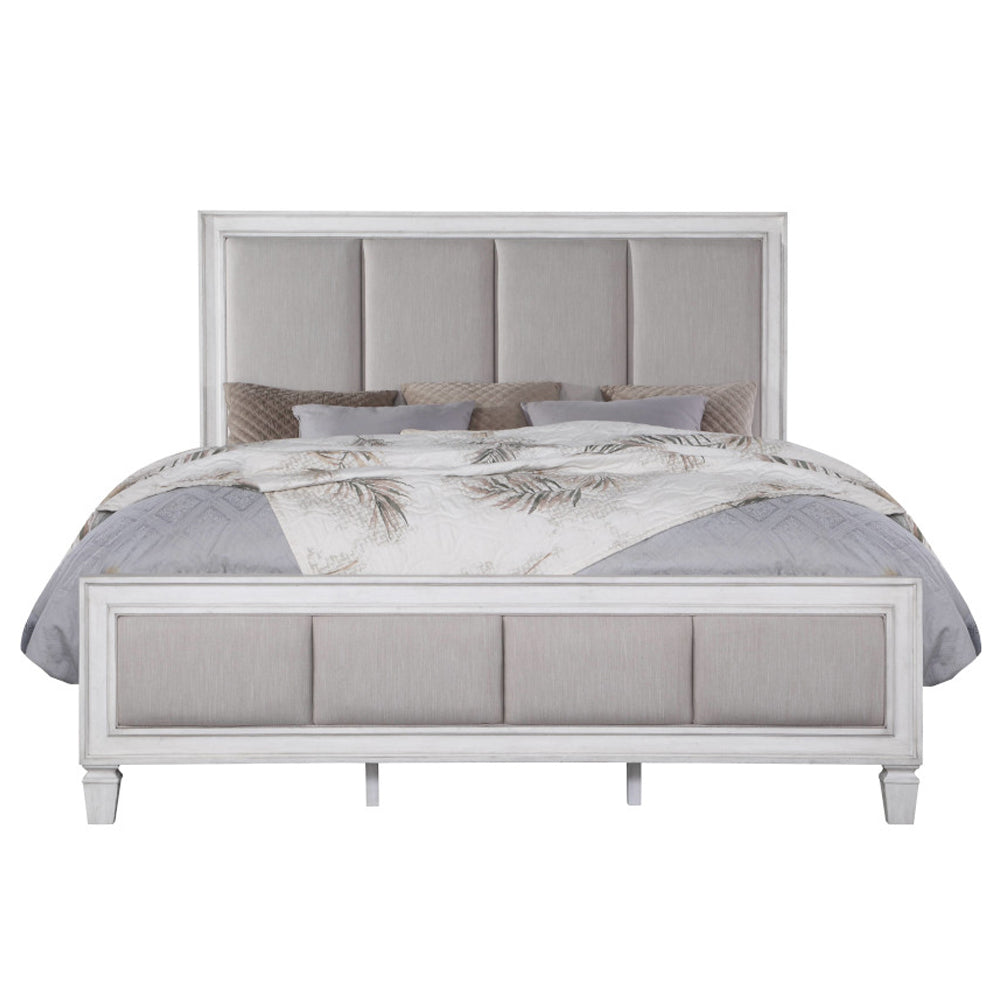 ACME Katia Light Gray Linen Rustic Gray & Weathered White Eastern King Bed Model BD00659EK