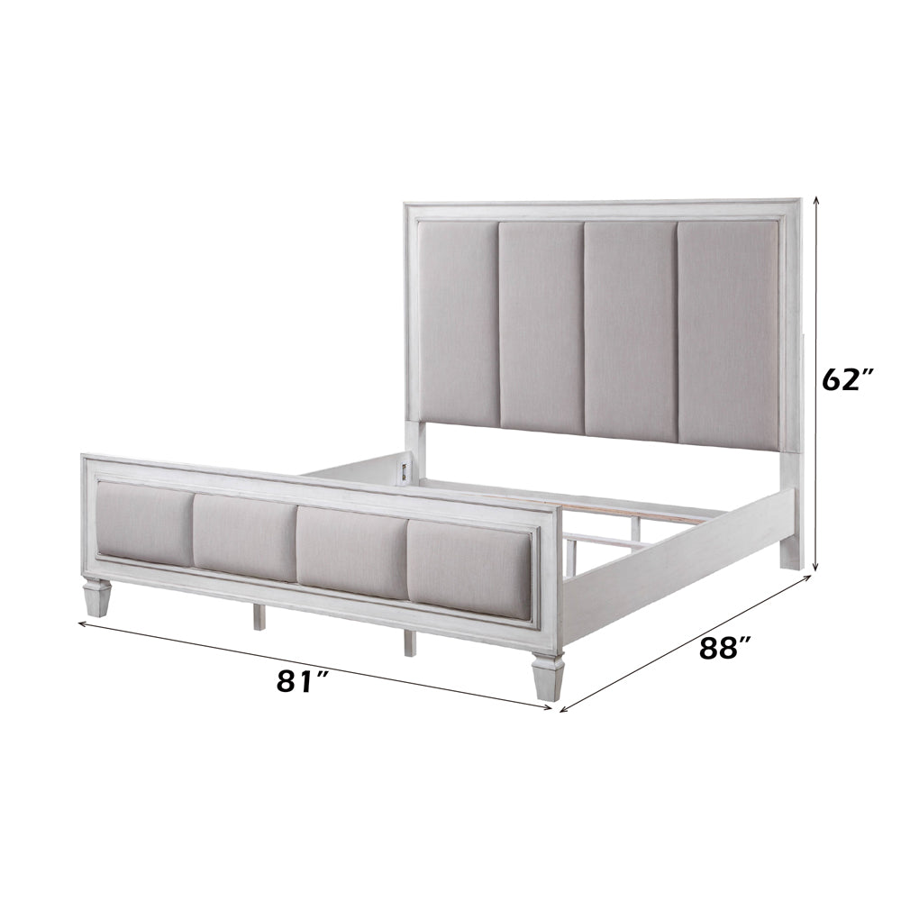 ACME Katia Light Gray Linen Rustic Gray & Weathered White Eastern King Bed Model BD00659EK