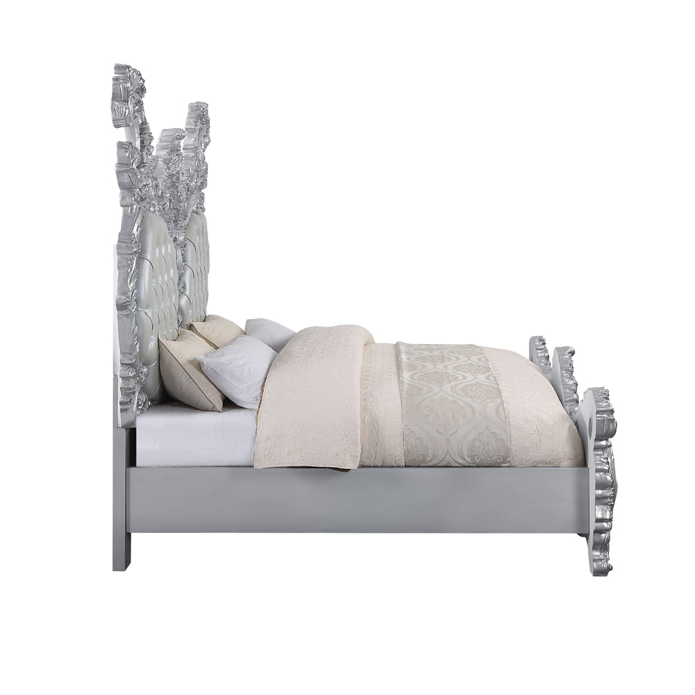 ACME Valkyrie Synthetic Leather Antique Platinum Eastern King Bed Model BD00683EK