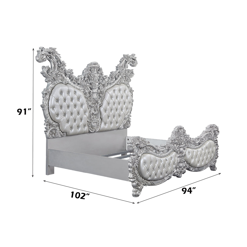 ACME Valkyrie Synthetic Leather Antique Platinum Eastern King Bed Model BD00683EK