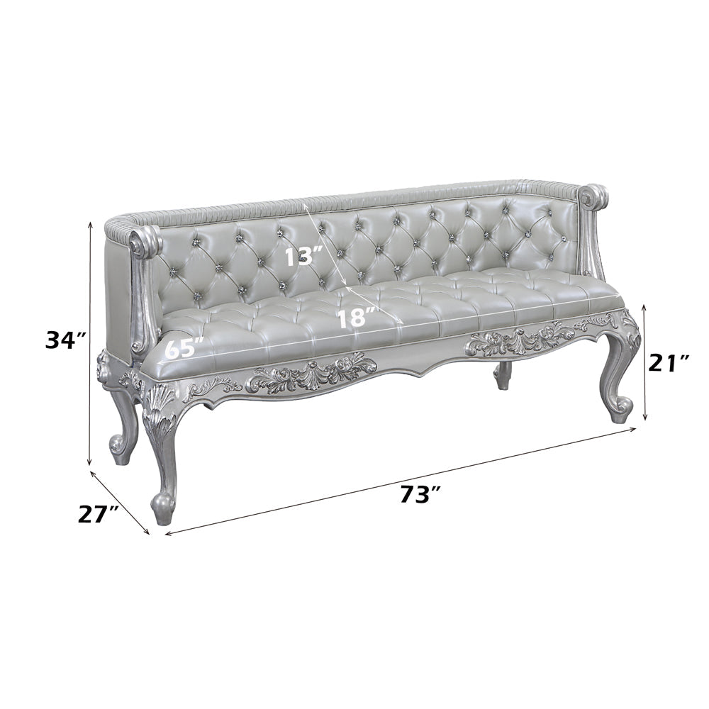 ACME Valkyrie Synthetic Leather Antique Platinum Bench Model BD00688