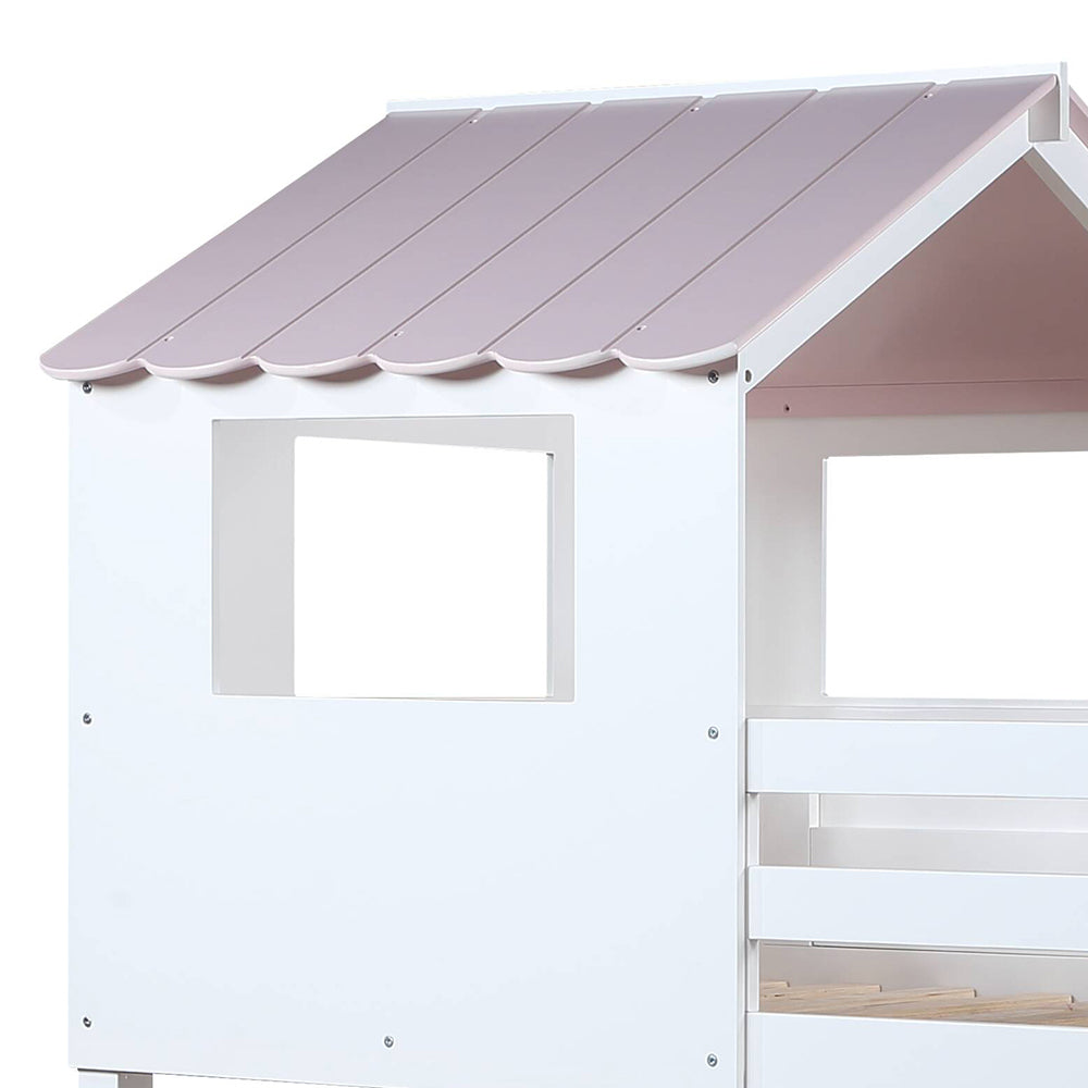 ACME Solenne White & Pink Bunk Bed (Twin | Twin)Model BD00705