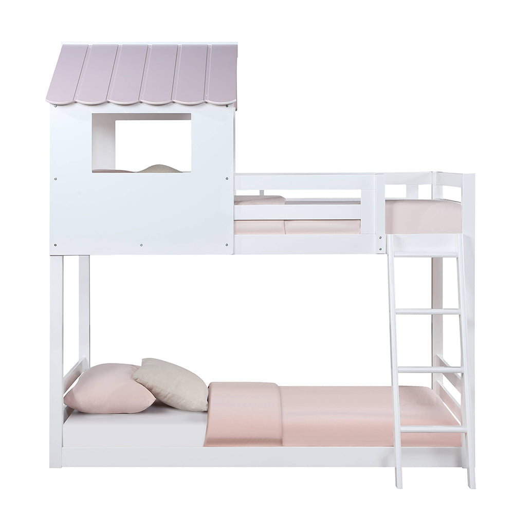 ACME Solenne White & Pink Bunk Bed (Twin | Twin)Model BD00705