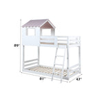 ACME Solenne White & Pink Bunk Bed (Twin | Twin)Model BD00705