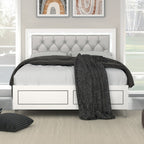 ACME Casilda Gray Synthetic Leather & White Eastern King Bed with LED Model BD00806EK