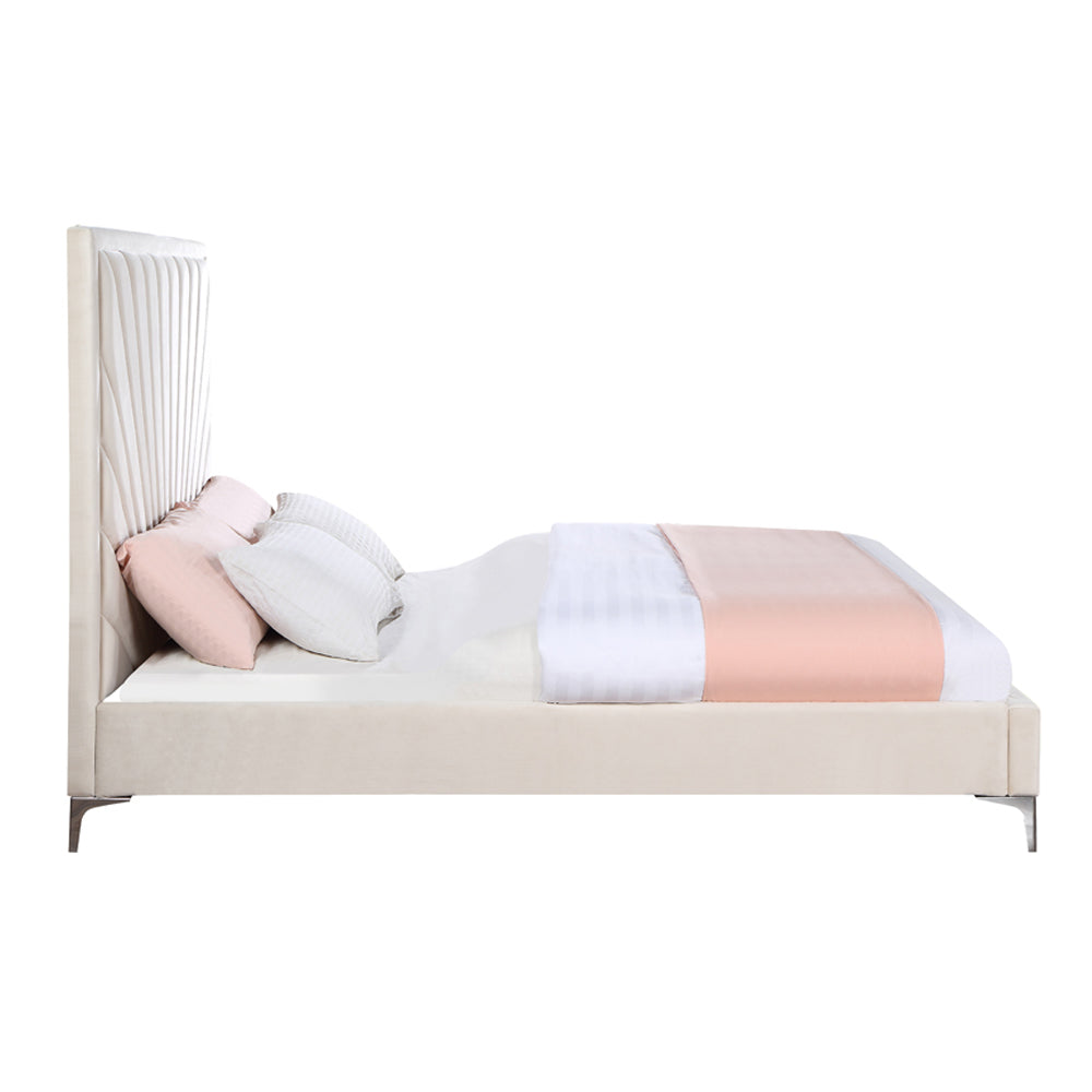 ACME Faiz Beige Velvet Eastern King Bed Model BD00956EK