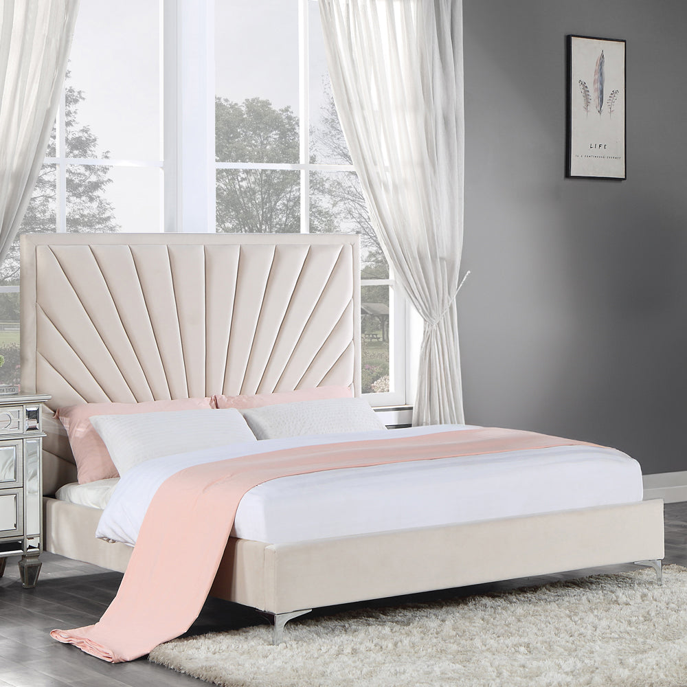 ACME Faiz Beige Velvet Eastern King Bed Model BD00956EK