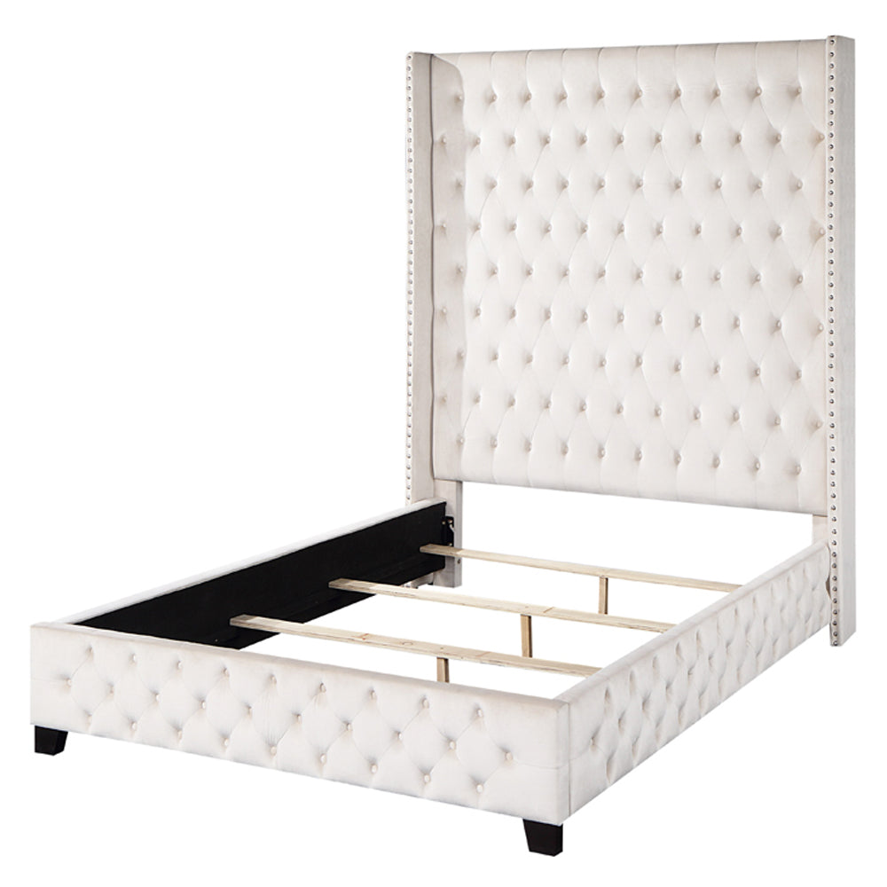 ACME Fabrice Beige Velvet Eastern King Bed Model BD00964EK