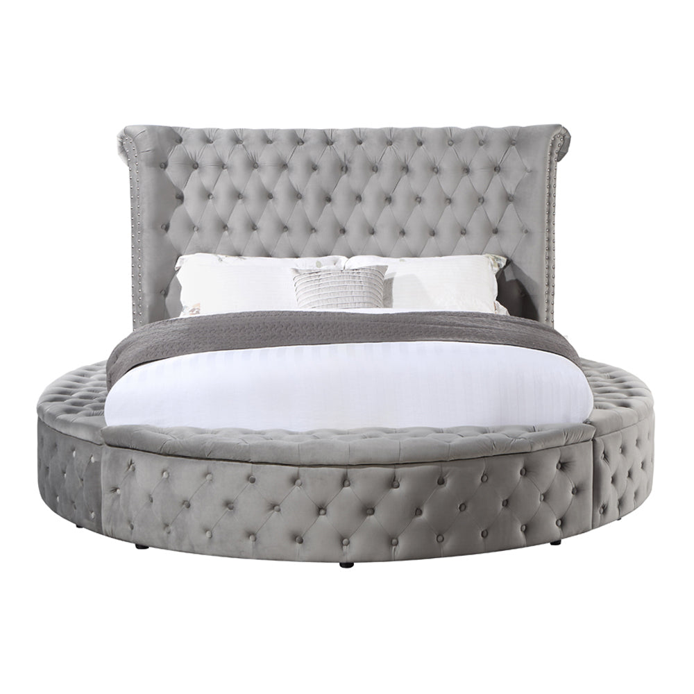 ACME Gaiva Gray Velvet Queen Bed with Storage Model BD00967Q