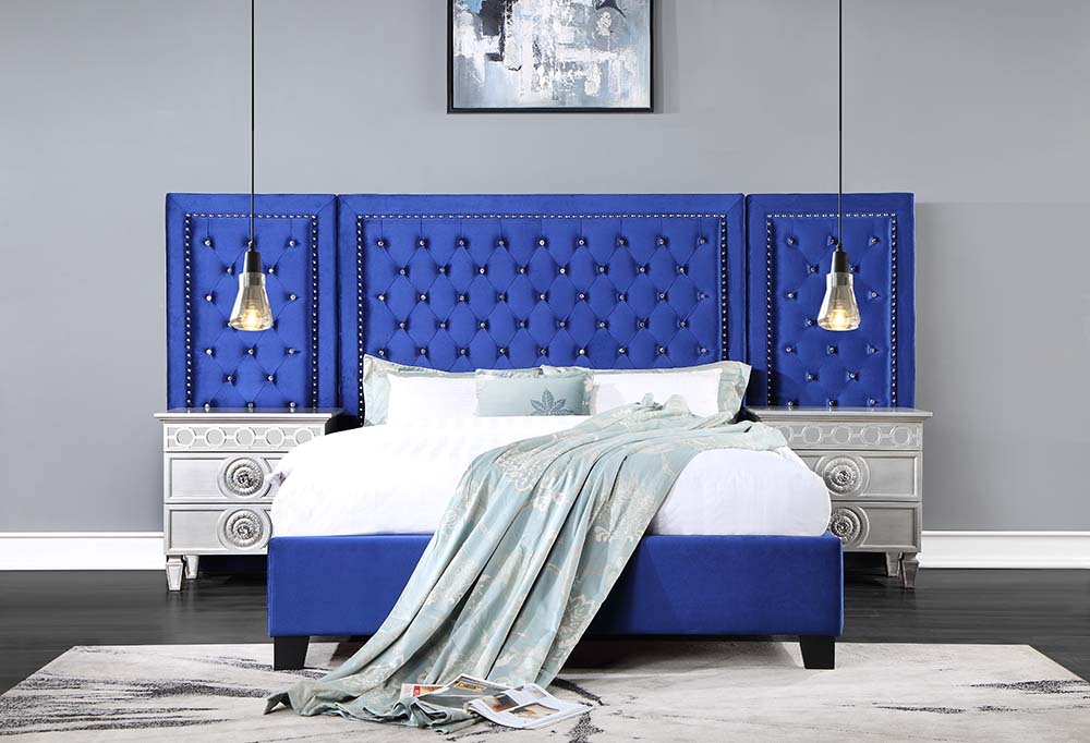 ACME Damazy Blue Velvet Queen Bed Model BD00973Q