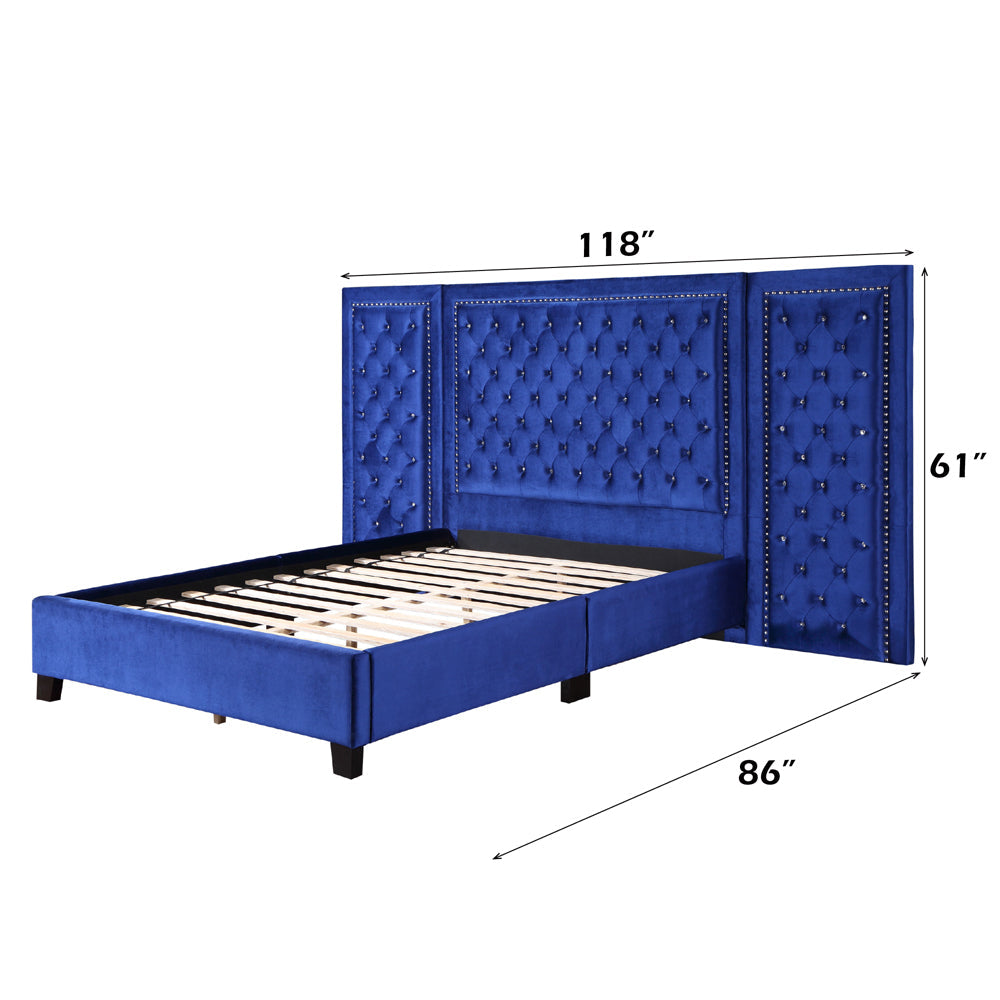 ACME Damazy Blue Velvet Queen Bed Model BD00973Q