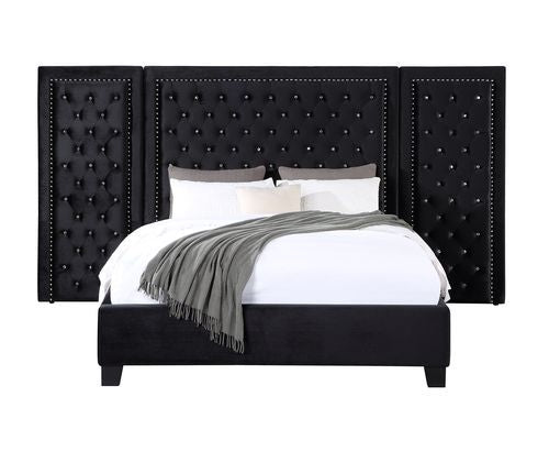 ACME Damazy Black Velvet Eastern King Bed Model BD00974EK