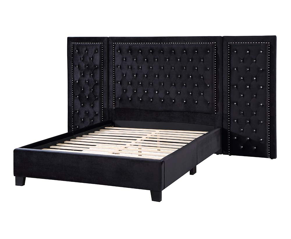 ACME Damazy Black Velvet Queen Bed Model BD00975Q