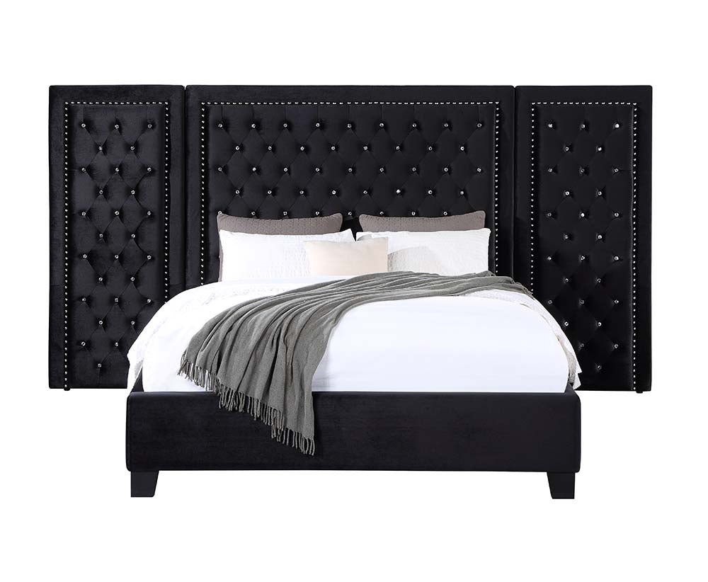 ACME Damazy Black Velvet Queen Bed Model BD00975Q