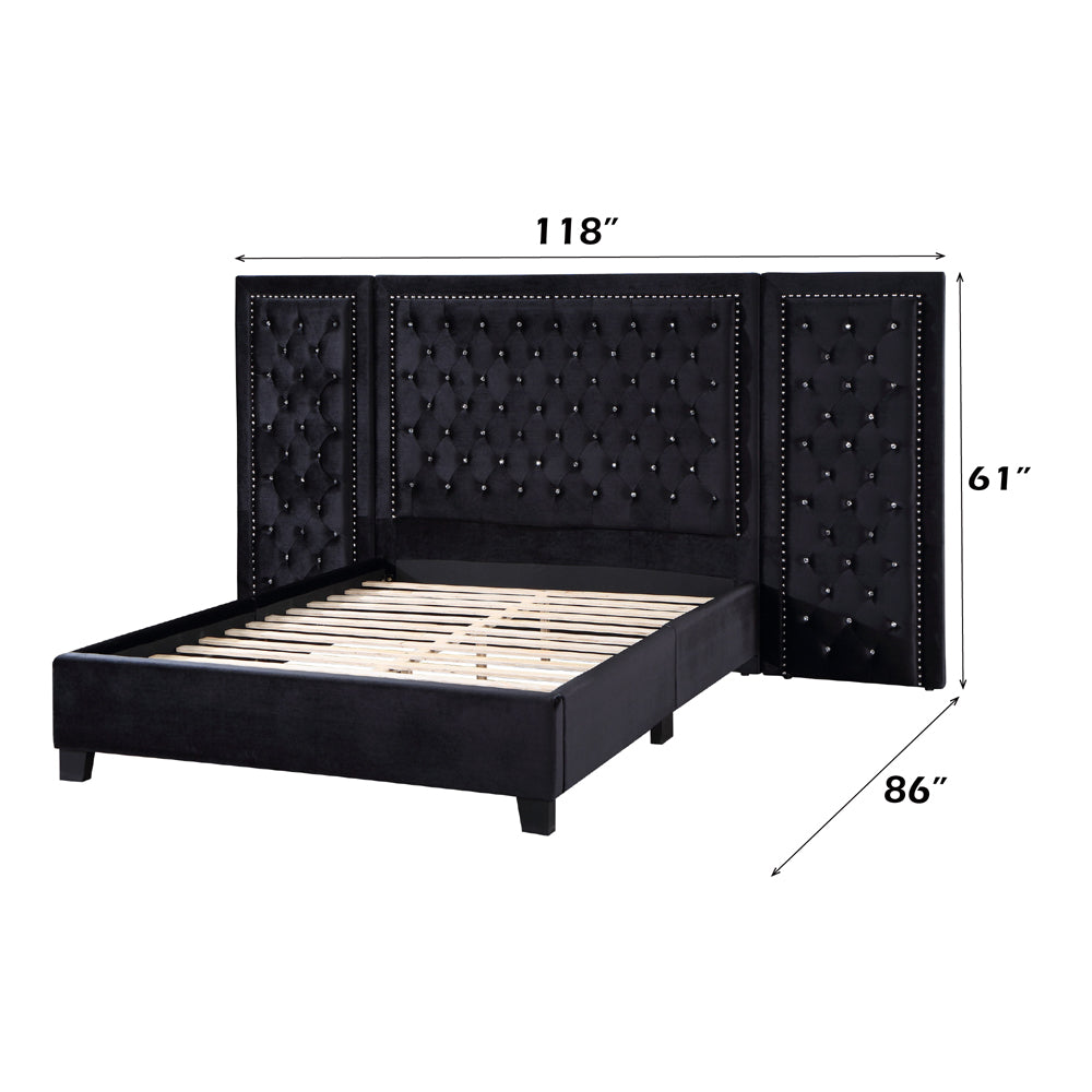 ACME Damazy Black Velvet Queen Bed Model BD00975Q