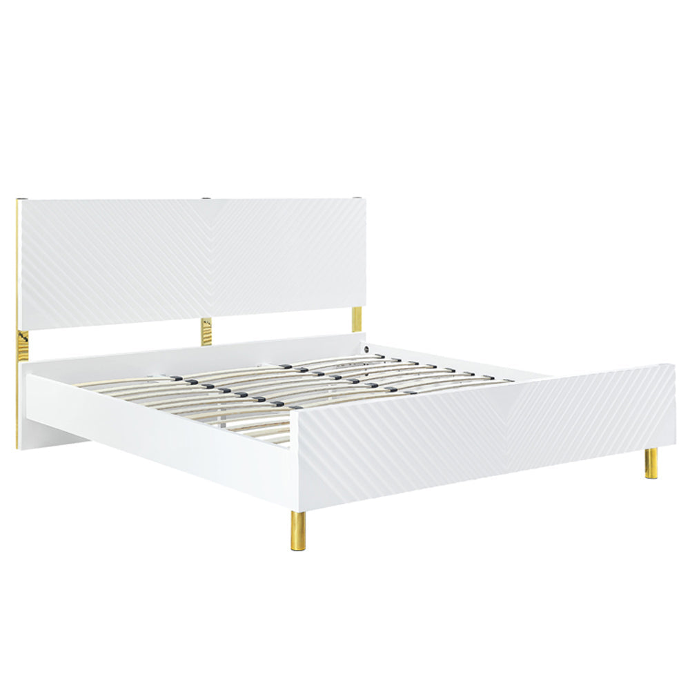 ACME Gaines White High Gloss Eastern King Bed Model BD01033EK