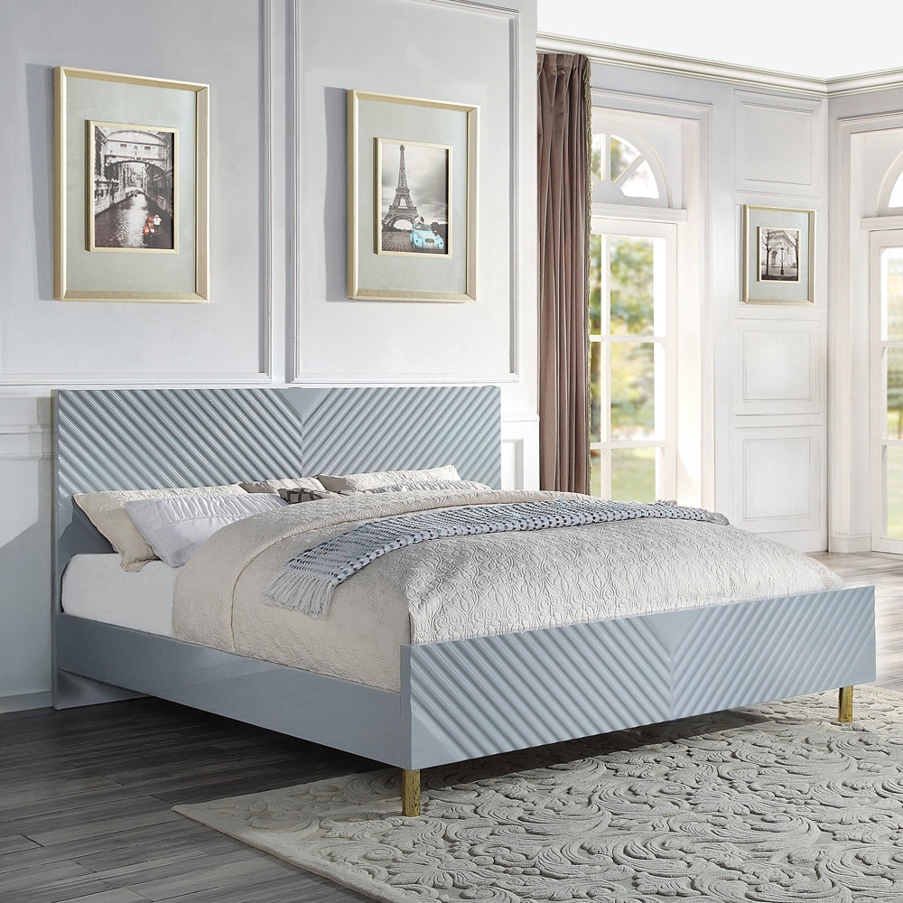 ACME Gaines Gray High Gloss Eastern King Bed Model BD01039EK