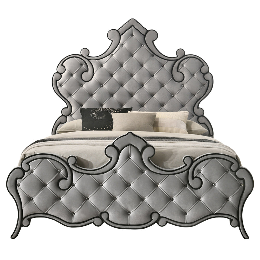 ACME Perine Gray Velvet Eastern King Bed Model BD01061EK