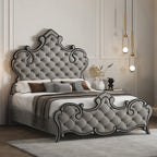 ACME Perine Gray Velvet Eastern King Bed Model BD01061EK