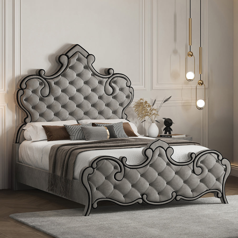 ACME Perine Gray Velvet Queen Bed Model BD01062Q