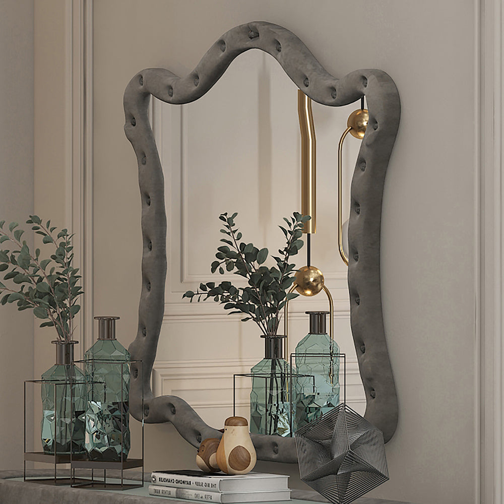 ACME Perine Gray Velvet Mirror Model BD01064