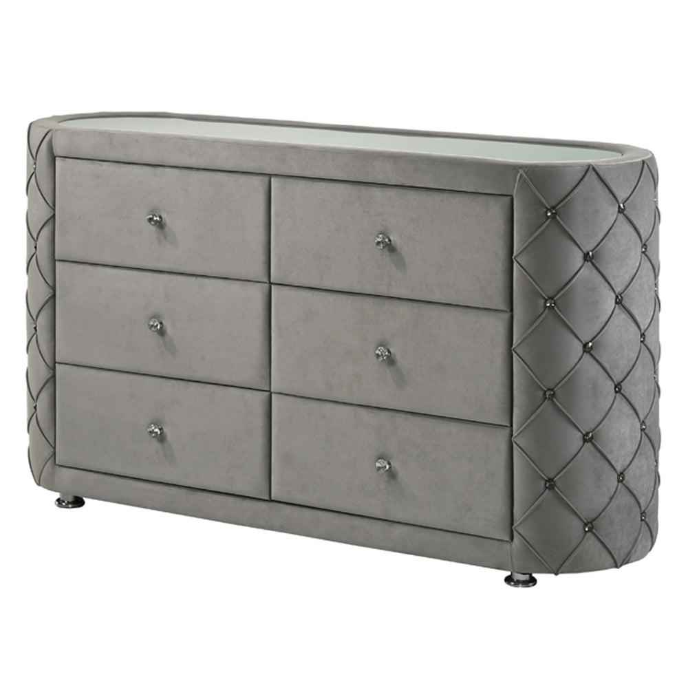 ACME Perine Gray Velvet Dresser Model BD01065