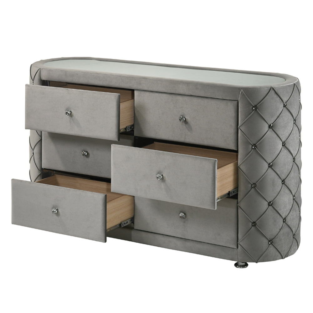 ACME Perine Gray Velvet Dresser Model BD01065
