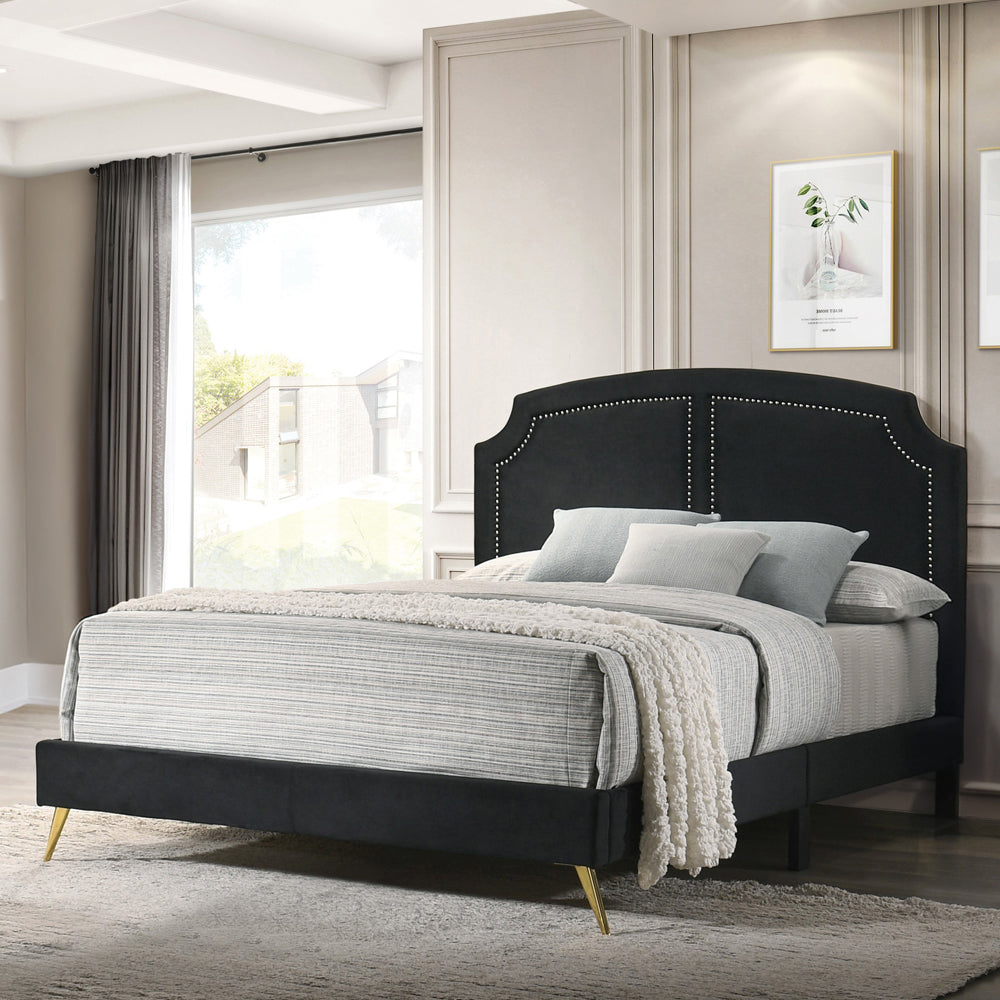 ACME Zeena Black Velvet Queen Bed Model BD01176Q