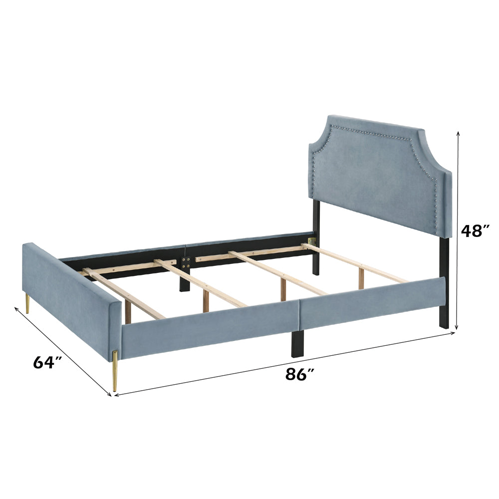 ACME Milla Light Blue Velvet Queen Bed Model BD01181Q