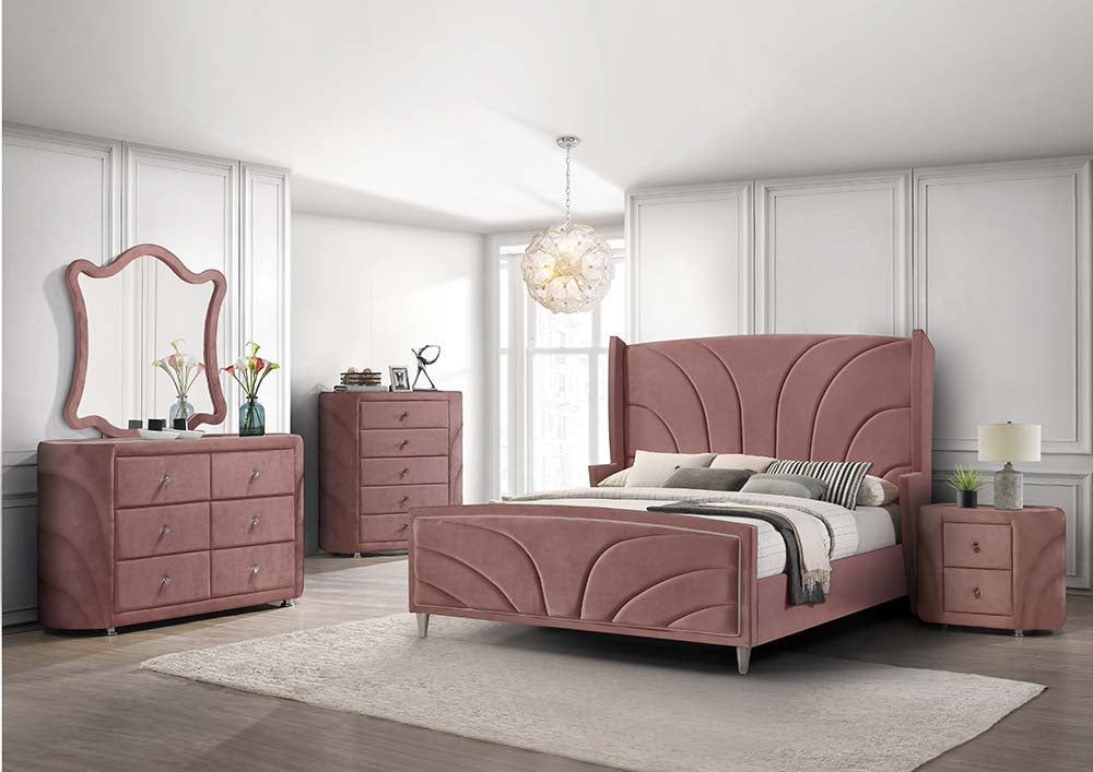 ACME Salonia Pink Velvet Queen Bed Model BD01183Q