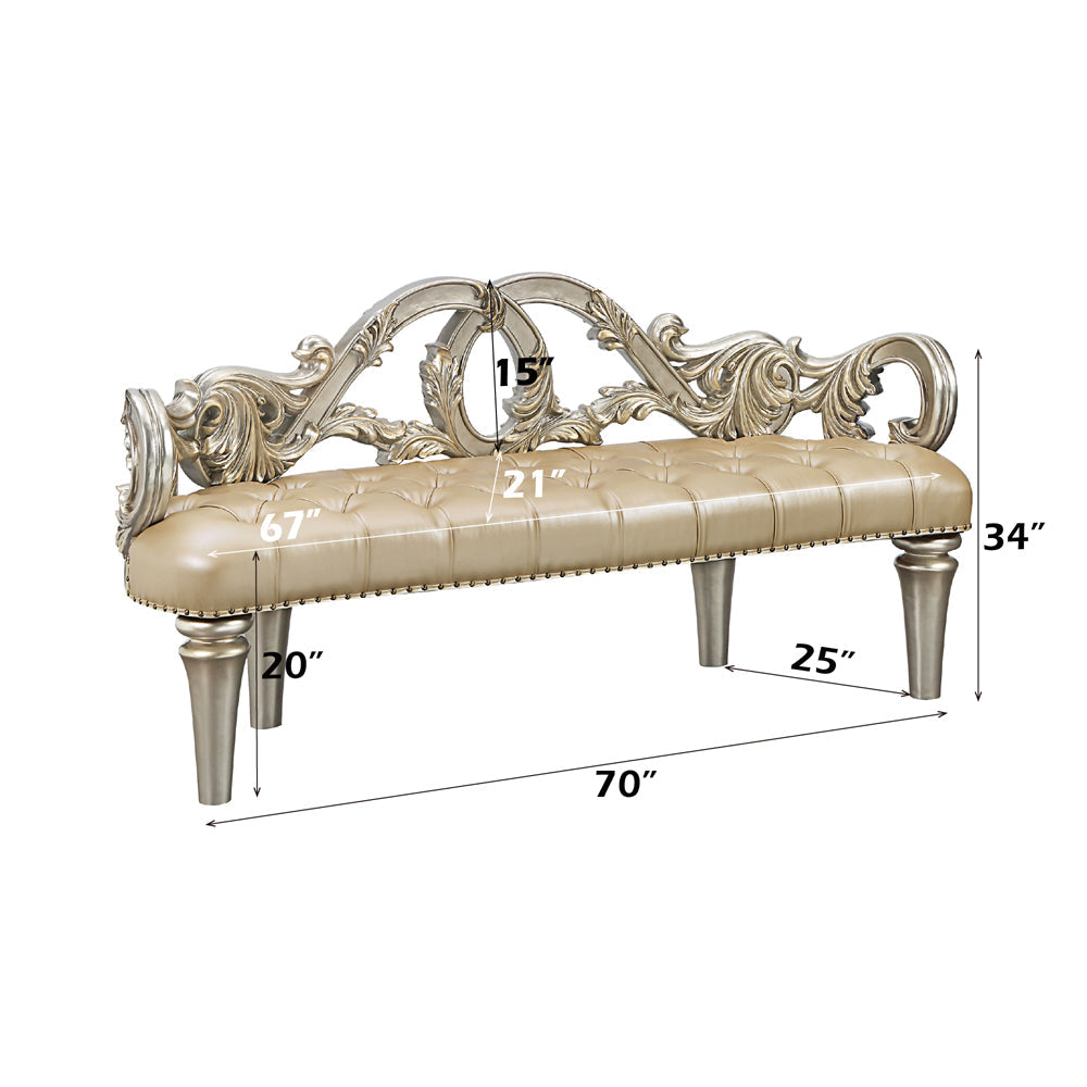ACME Danae Champagne & Gold Bench Model BD01239